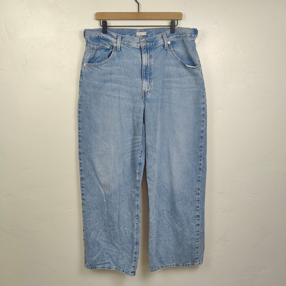 Levi's Cinch Baggy Jeans Womens 34 Light Blue High Rise Wide Leg 90s Streetwear - Picture 2 of 12